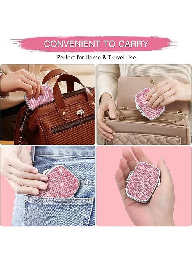 Bling Crystal Pill Box, Portable 2 Compartments Daily Pill Organizer, Small Travel Pill Case For Purse or Pocket, Medicine Vitamin Pill Container Organizer - Image 3